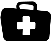 Icon of carrying case with a cross on it.