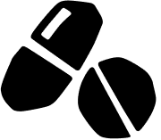 Icon of round and oblong pills or capsules.